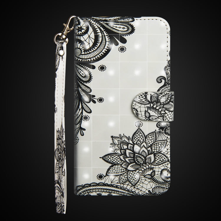 3D Painting Pattern Horizontal Flip TPU + PU Leather Case with Holder & Card Slots & Wallet For Huawei Y5 (2019)(Black Flower) - Huawei Cases by buy2fix | Online Shopping UK | buy2fix