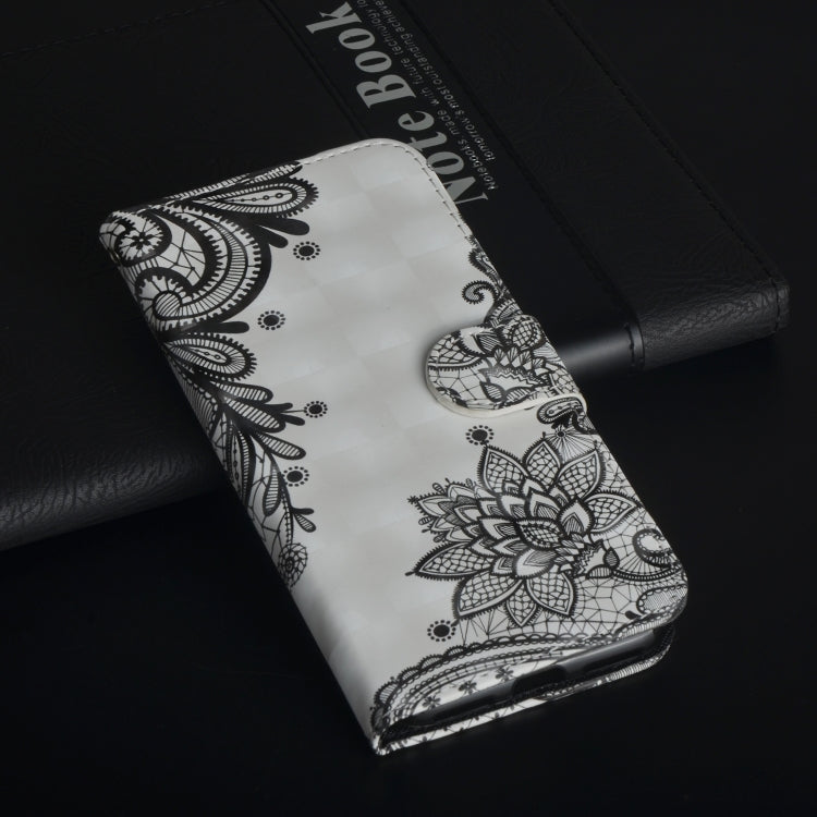 3D Painting Pattern Horizontal Flip TPU + PU Leather Case with Holder & Card Slots & Wallet For Huawei Y5 (2019)(Black Flower) - Huawei Cases by buy2fix | Online Shopping UK | buy2fix