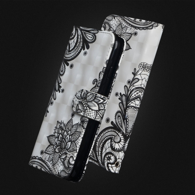 3D Painting Pattern Horizontal Flip TPU + PU Leather Case with Holder & Card Slots & Wallet For Huawei Y5 (2019)(Black Flower) - Huawei Cases by buy2fix | Online Shopping UK | buy2fix