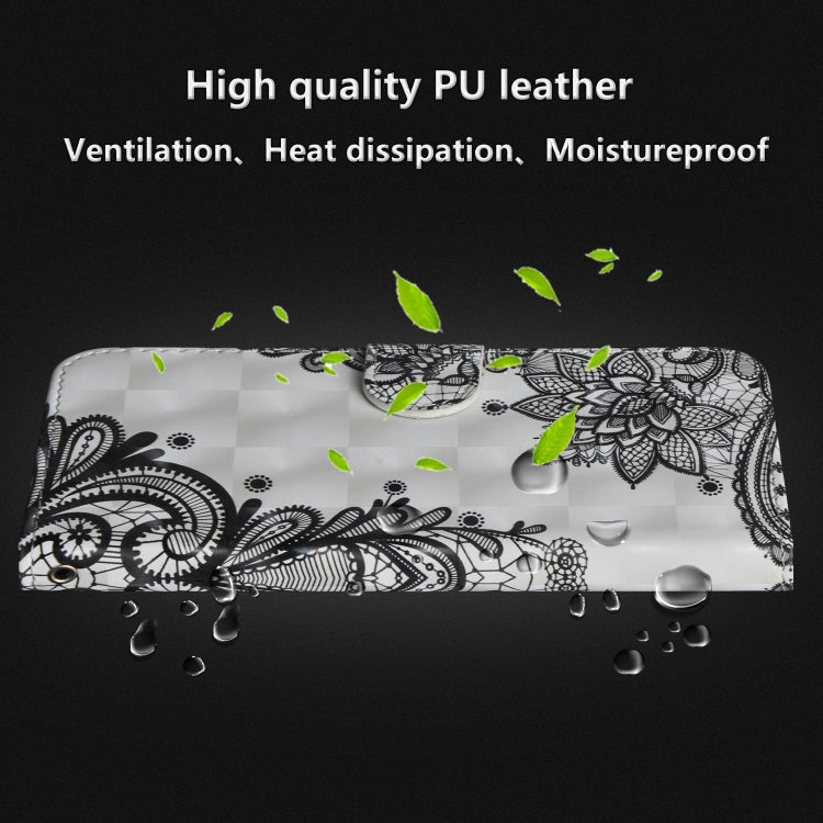 3D Painting Pattern Horizontal Flip TPU + PU Leather Case with Holder & Card Slots & Wallet For Huawei Y5 (2019)(Black Flower) - Huawei Cases by buy2fix | Online Shopping UK | buy2fix