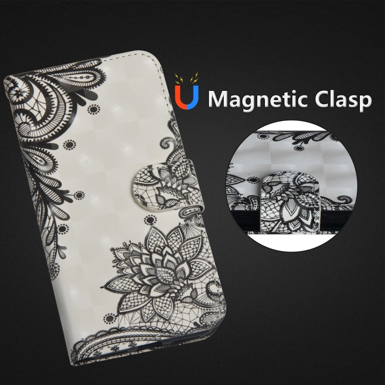 3D Painting Pattern Horizontal Flip TPU + PU Leather Case with Holder & Card Slots & Wallet For Huawei Y5 (2019)(Black Flower) - Huawei Cases by buy2fix | Online Shopping UK | buy2fix