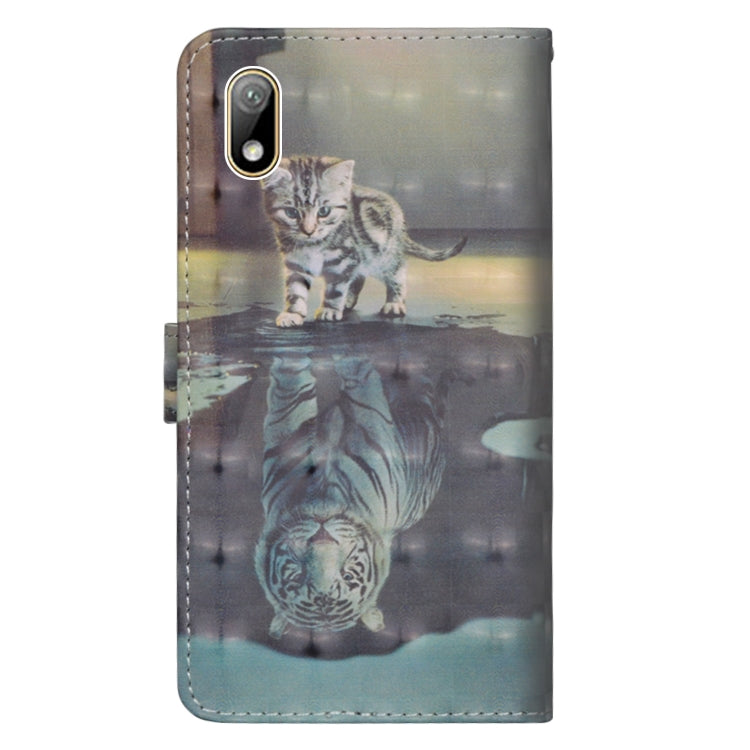 3D Painting Pattern Horizontal Flip TPU + PU Leather Case with Holder & Card Slots & Wallet For Huawei Y5 (2019)(Cat Tiger) - Huawei Cases by buy2fix | Online Shopping UK | buy2fix