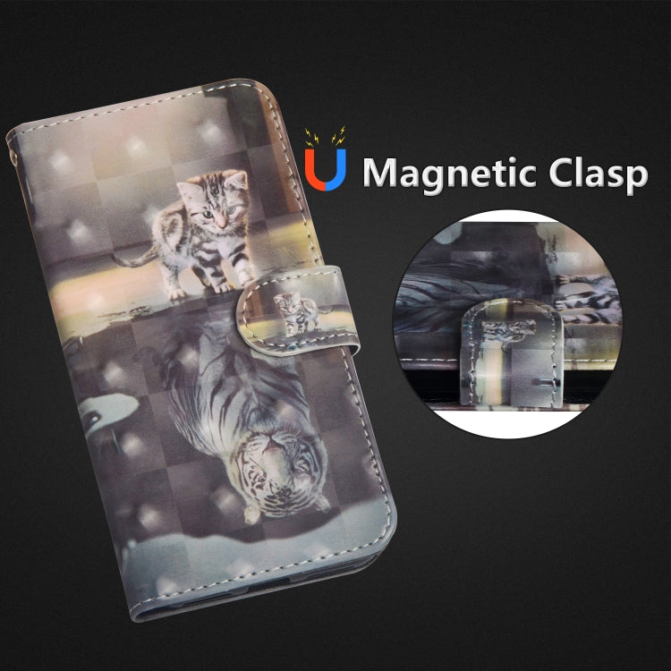 3D Painting Pattern Horizontal Flip TPU + PU Leather Case with Holder & Card Slots & Wallet For Huawei Y5 (2019)(Cat Tiger) - Huawei Cases by buy2fix | Online Shopping UK | buy2fix