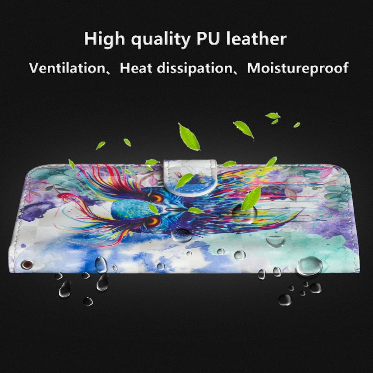 3D Painting Pattern Horizontal Flip TPU + PU Leather Case with Holder & Card Slots & Wallet For Huawei Y5 (2019)(Watercolor Owl) - Huawei Cases by buy2fix | Online Shopping UK | buy2fix