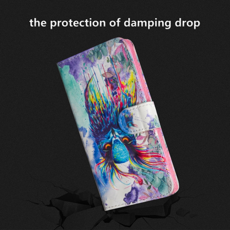 3D Painting Pattern Horizontal Flip TPU + PU Leather Case with Holder & Card Slots & Wallet For Huawei Y5 (2019)(Watercolor Owl) - Huawei Cases by buy2fix | Online Shopping UK | buy2fix