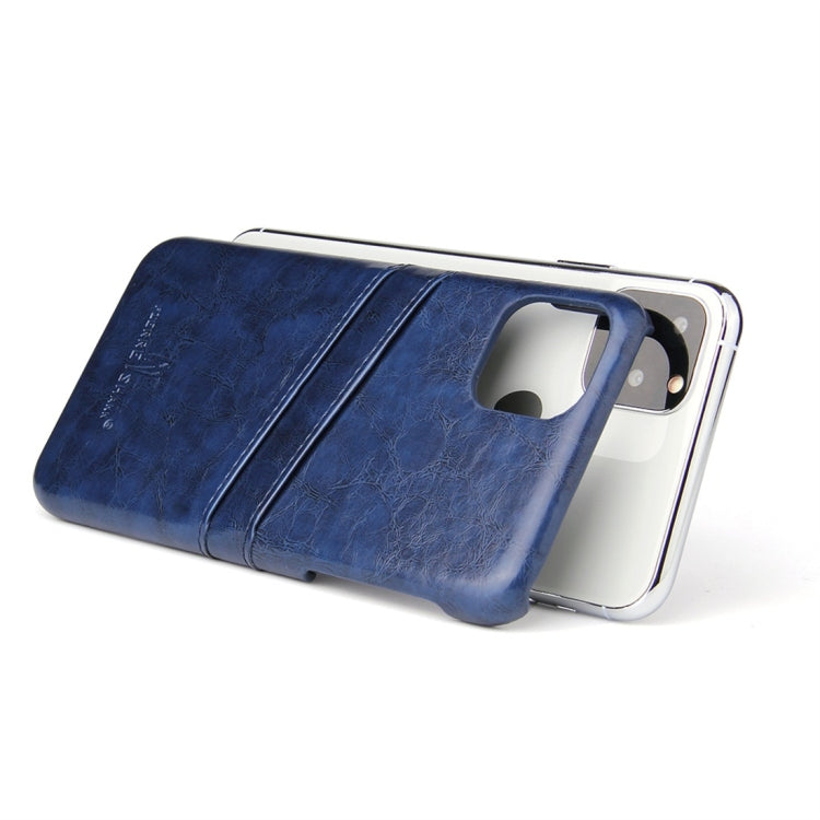 For iPhone 11 Pro Fierre Shann Retro Oil Wax Texture PU Leather Case with Card Slots (Blue) - iPhone 11 Pro Cases by FIERRE SHANN | Online Shopping UK | buy2fix