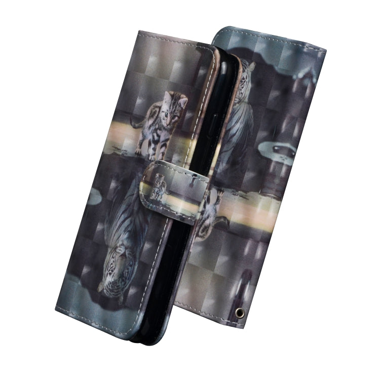 3D Painting Pattern Horizontal Flip TPU + PU Leather Case with Holder & Card Slots & Wallet For Galaxy S10(Cat Tiger) - Galaxy Phone Cases by buy2fix | Online Shopping UK | buy2fix