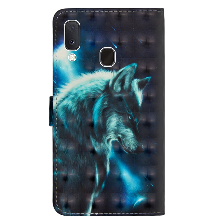 3D Painting Pattern Horizontal Flip TPU + PU Leather Case with Holder & Card Slots & Wallet For Galaxy A20e(Wolf) - Galaxy Phone Cases by buy2fix | Online Shopping UK | buy2fix