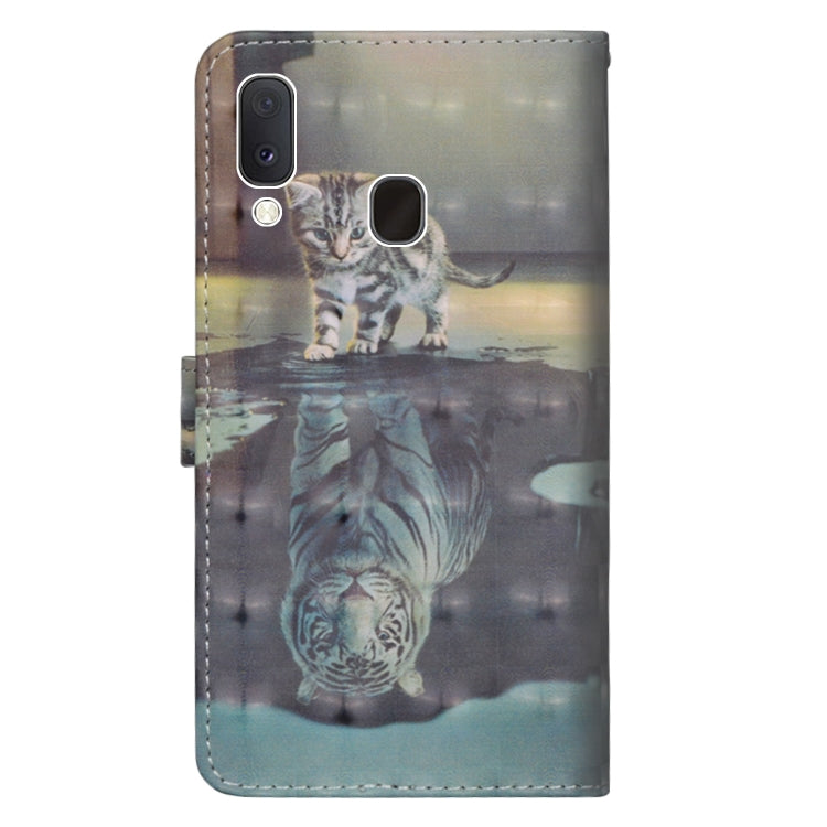 3D Painting Pattern Horizontal Flip TPU + PU Leather Case with Holder & Card Slots & Wallet For Galaxy A20e(Cat Tiger) - Galaxy Phone Cases by buy2fix | Online Shopping UK | buy2fix