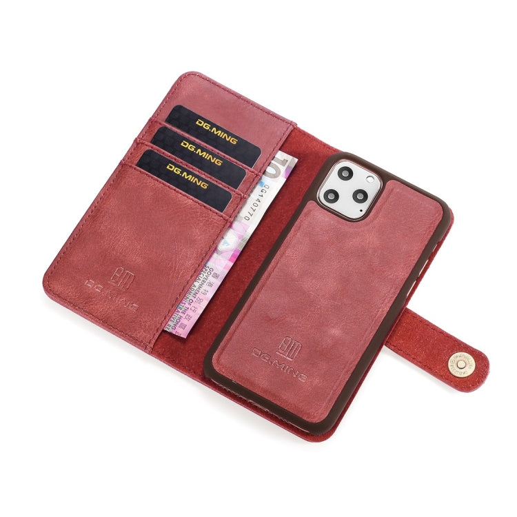 For iPhone 11 Pro Max DG.MING Crazy Horse Texture Flip Detachable Magnetic Leather Case with Holder & Card Slots & Wallet (Red) by DG.MING