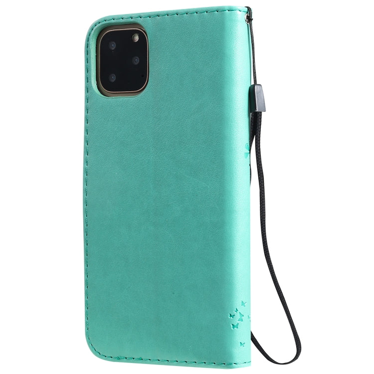 For iPhone 11 Pro Max Tree & Cat Pattern Pressed Printing Horizontal Flip PU Leather Case with Holder & Card Slots & Wallet & Lanyard (Green) - iPhone 11 Pro Max Cases by buy2fix | Online Shopping UK | buy2fix