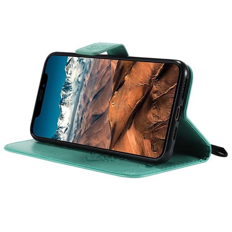 For iPhone 11 Pro Max Tree & Cat Pattern Pressed Printing Horizontal Flip PU Leather Case with Holder & Card Slots & Wallet & Lanyard (Green) - iPhone 11 Pro Max Cases by buy2fix | Online Shopping UK | buy2fix