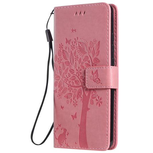 Tree & Cat Pattern Pressed Printing Horizontal Flip PU Leather Case with Holder & Card Slots & Wallet & Lanyard For Xiaomi Mi 9T & Mi 9T Pro & Redmi K20 & K20 Pro(Pink) by buy2fix