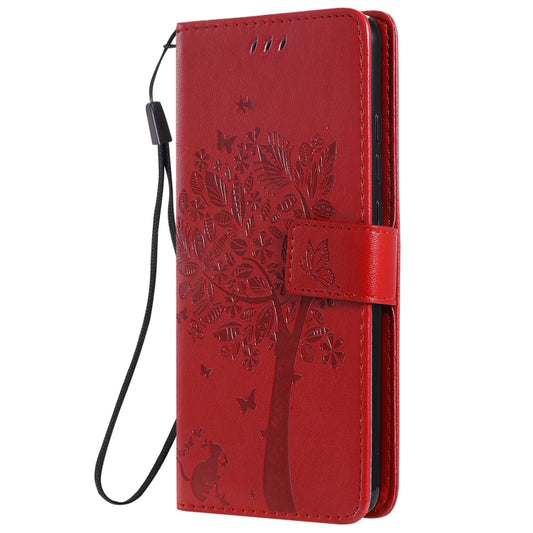 Tree & Cat Pattern Pressed Printing Horizontal Flip PU Leather Case with Holder & Card Slots & Wallet & Lanyard For Xiaomi Mi 9T & Mi 9T Pro & Redmi K20 & K20 Pro(Red) by buy2fix