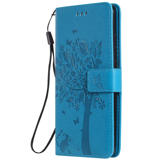 Tree & Cat Pattern Pressed Printing Horizontal Flip PU Leather Case with Holder & Card Slots & Wallet & Lanyard For Xiaomi Mi 9T & Mi 9T Pro & Redmi K20 & K20 Pro(Blue) by buy2fix