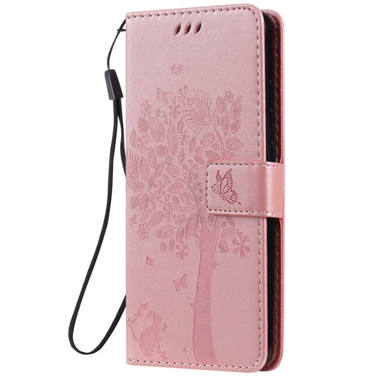 Tree & Cat Pattern Pressed Printing Horizontal Flip PU Leather Case with Holder & Card Slots & Wallet & Lanyard For Xiaomi Mi 9T & Mi 9T Pro & Redmi K20 & K20 Pro(Rose Gold) by buy2fix