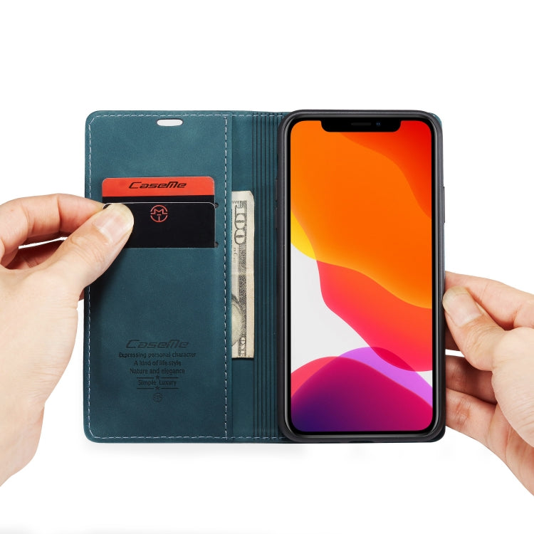 CaseMe-013 Multifunctional Horizontal Flip Leather Case with Card Slot & Holder & Wallet for iPhone 11 Pro Max(Blue) by CaseMe