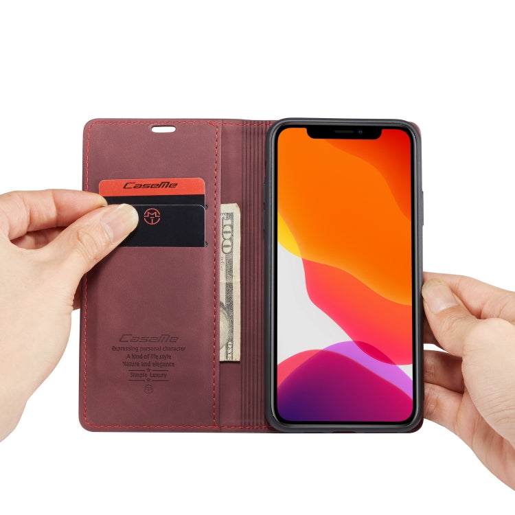 CaseMe-013 Multifunctional Horizontal Flip Leather Case with Card Slot & Holder & Wallet for iPhone 11 Pro Max(Wine) by CaseMe