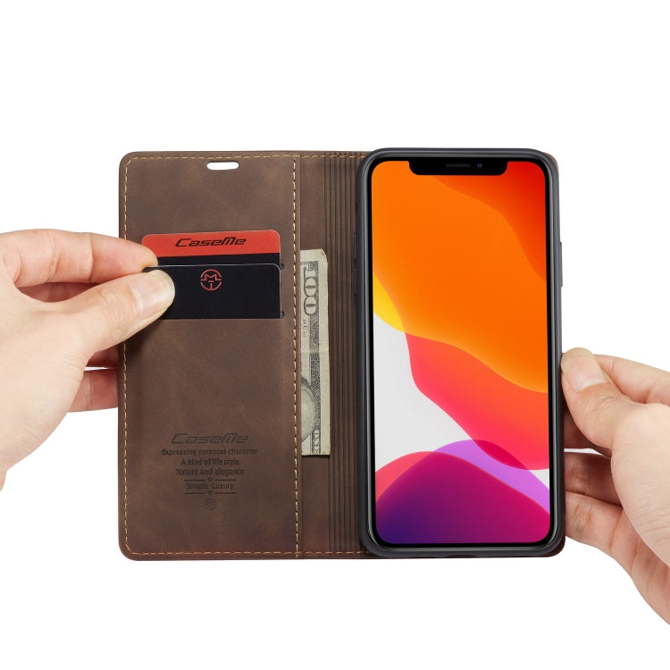 CaseMe-013 Multifunctional Horizontal Flip Leather Case with Card Slot & Holder & Wallet for iPhone 11 Pro Max(coffee) by CaseMe