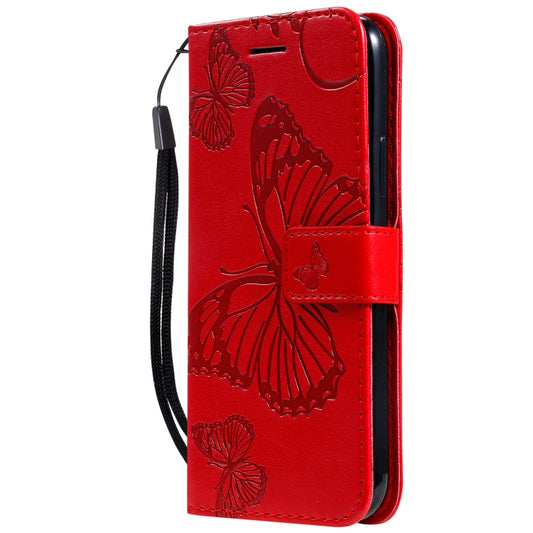 For iPhone 11 Pro Pressed Printing Butterfly Pattern Horizontal Flip PU Leather Case with Holder & Card Slots & Wallet & Lanyard (Red) by buy2fix