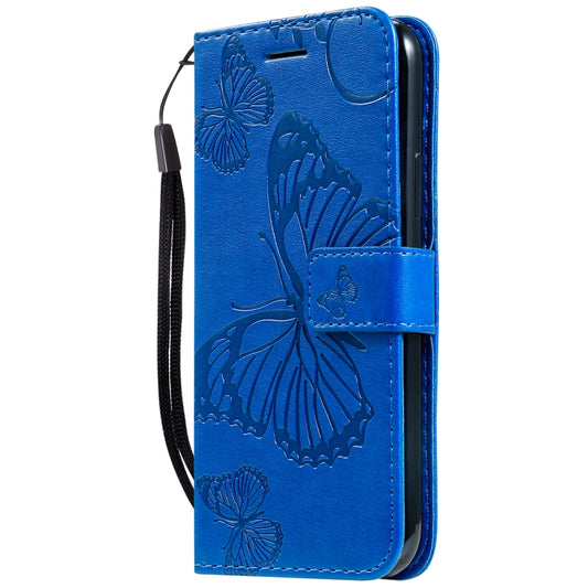For iPhone 11 Pro Pressed Printing Butterfly Pattern Horizontal Flip PU Leather Case with Holder & Card Slots & Wallet & Lanyard (Blue) by buy2fix