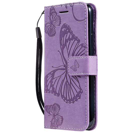For iPhone 11 Pro Pressed Printing Butterfly Pattern Horizontal Flip PU Leather Case with Holder & Card Slots & Wallet & Lanyard (Purple) by buy2fix