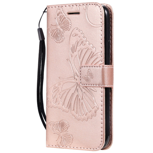 For iPhone 11 Pro Pressed Printing Butterfly Pattern Horizontal Flip PU Leather Case with Holder & Card Slots & Wallet & Lanyard (Rose Gold) by buy2fix
