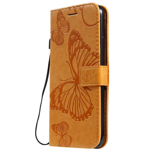For iPhone 11 Pro Max Pressed Printing Butterfly Pattern Horizontal Flip PU Leather Case with Holder & Card Slots & Wallet & Lanyard (Yellow) by buy2fix