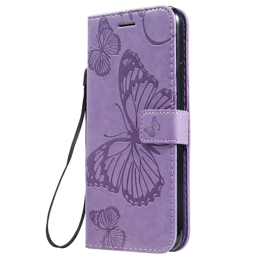 For iPhone 11 Pro Max Pressed Printing Butterfly Pattern Horizontal Flip PU Leather Case with Holder & Card Slots & Wallet & Lanyard (Purple) by buy2fix