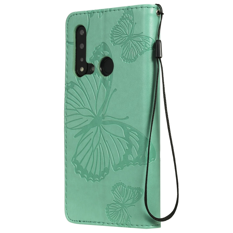 Pressed Printing Butterfly Pattern Horizontal Flip PU Leather Case with Holder & Card Slots & Wallet & Lanyard For Huawei P20 Lite 2019 / Nova 5i(Green) - Huawei Cases by buy2fix | Online Shopping UK | buy2fix