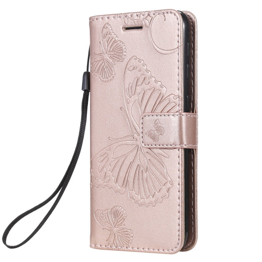 Pressed Printing Butterfly Pattern Horizontal Flip PU Leather Case with Holder & Card Slots & Wallet & Lanyard For Galaxy A80(Rose Gold) by buy2fix