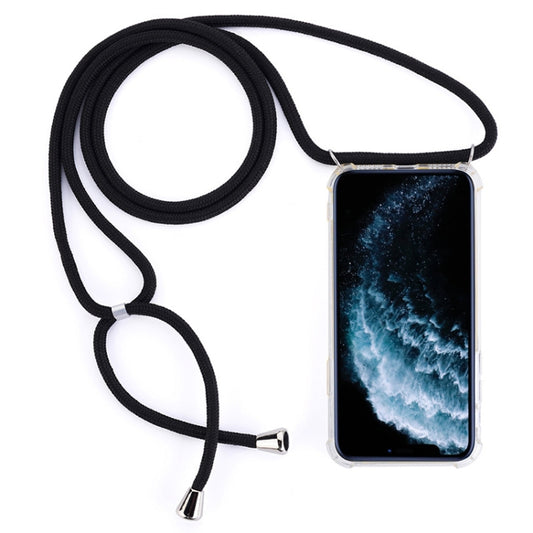 Four-Corner Anti-Fall Transparent TPU Mobile Phone Case With Lanyard for iPhone 11 Pro(Black) by buy2fix