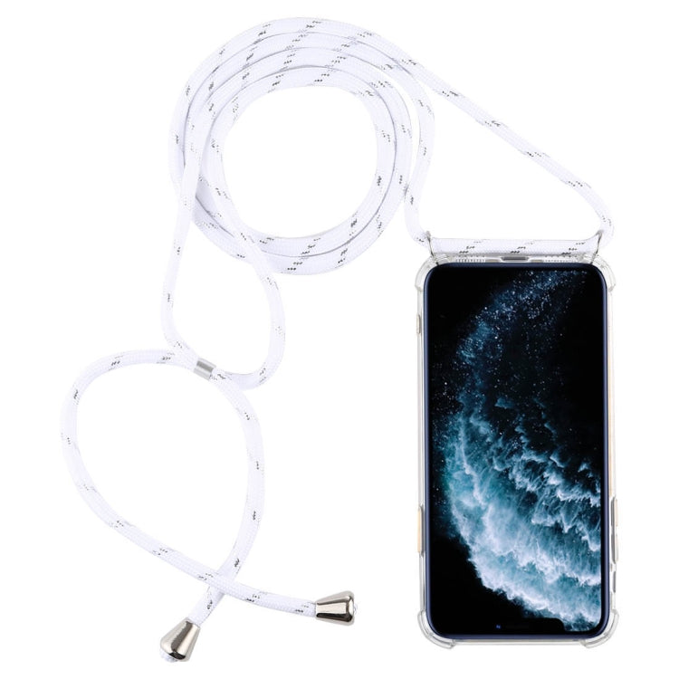 Four-Corner Anti-Fall Transparent TPU Mobile Phone Case With Lanyard for iPhone 11 Pro(White) - iPhone 11 Pro Cases by buy2fix | Online Shopping UK | buy2fix