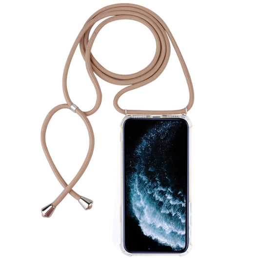 Four-Corner Anti-Fall Transparent TPU Mobile Phone Case With Lanyard for iPhone 11 Pro(Beige) by buy2fix