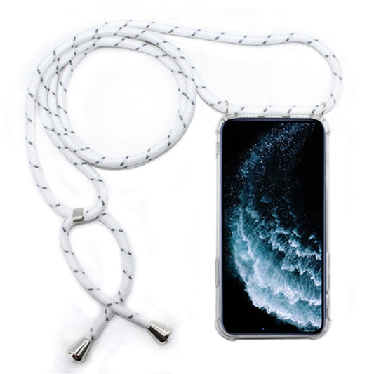 Four-Corner Anti-Fall Trasparent TPU Mobile Phone Case With Lanyard for iPhone 11 Pro Max(White Grey) by buy2fix