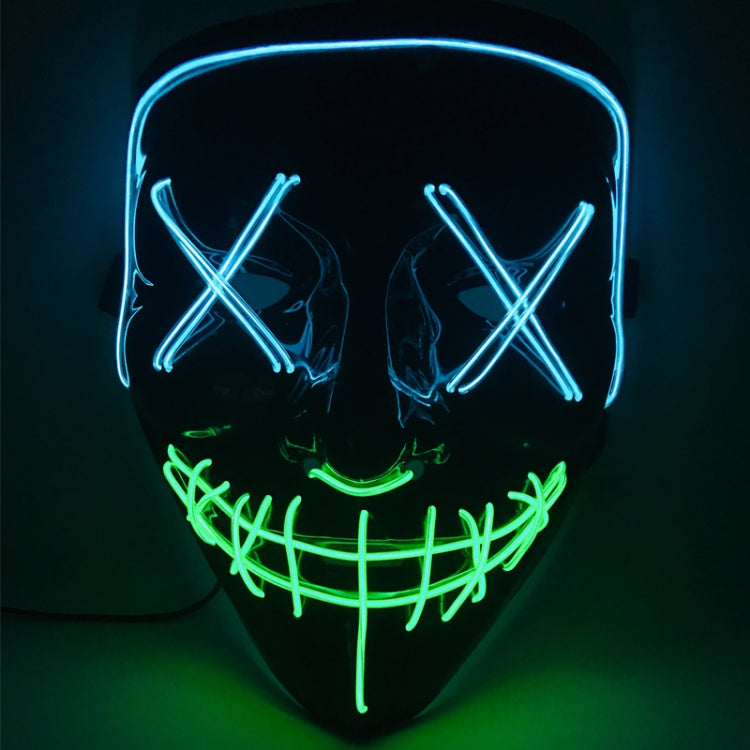 Halloween Festival Party X Face Seam Mouth Two Color LED Luminescence Mask(Blue Green) - Halloween Masks by buy2fix | Online Shopping UK | buy2fix