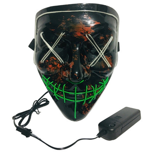Halloween Festival Party X Face Seam Mouth Two Color LED Luminescence Mask(Blue Green) by buy2fix