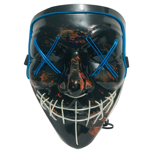 Halloween Festival Party X Face Seam Mouth Two Color LED Luminescence Mask(Blue+Ice Blue) by buy2fix