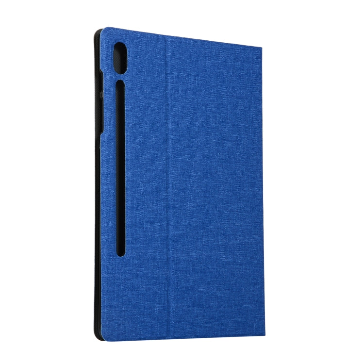 Voltage Stretch Fabric Texture Horizontal Flip Leather Case for Galaxy Tab S6 T860, with Holder(Blue) - Other Galaxy Tab PC by buy2fix | Online Shopping UK | buy2fix
