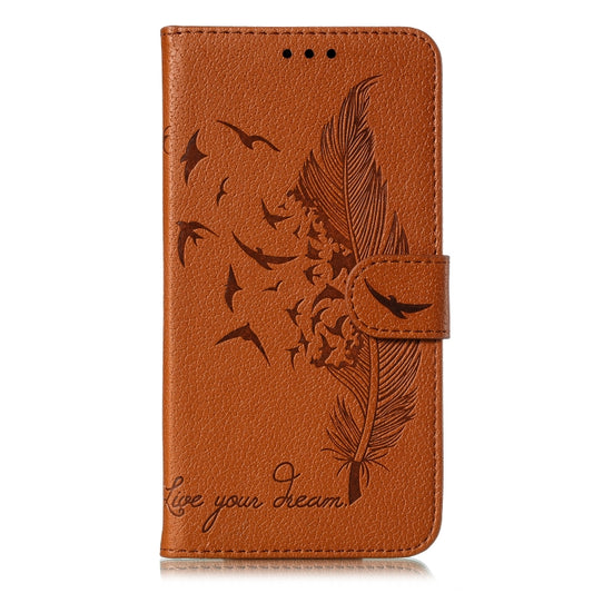 Feather Pattern Litchi Texture Horizontal Flip Leather Case with Wallet & Holder & Card Slots For Xiaomi Redmi Note 7(Brown) by buy2fix