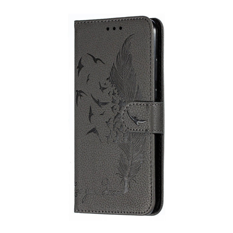 Feather Pattern Litchi Texture Horizontal Flip Leather Case with Wallet & Holder & Card Slots For Huawei P20 Lite (2019) / Nova 5i(Gray) - Huawei Cases by buy2fix | Online Shopping UK | buy2fix