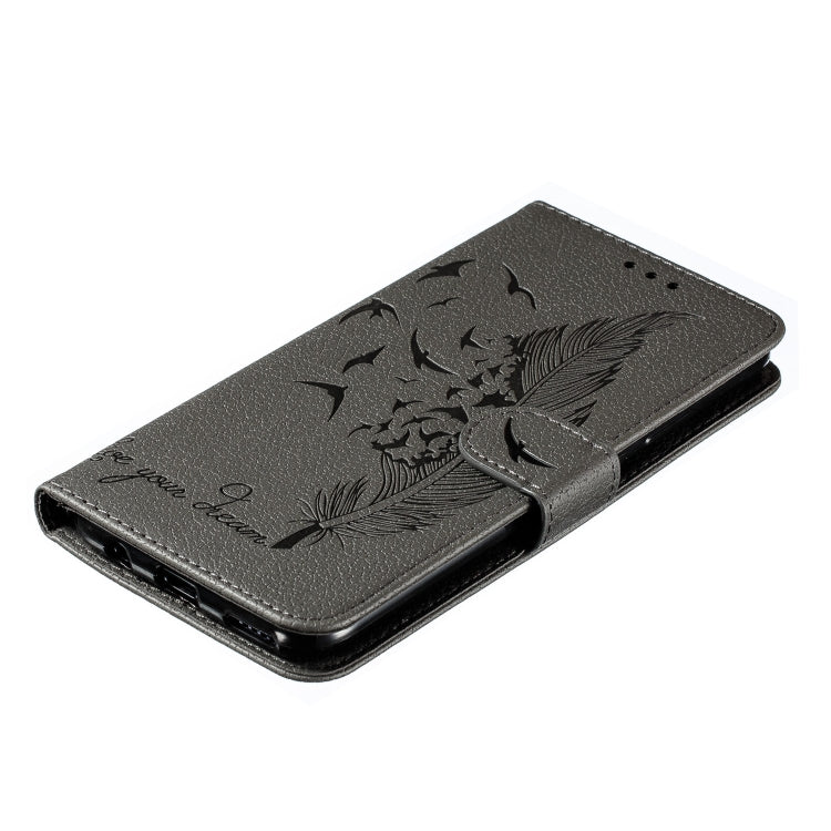 Feather Pattern Litchi Texture Horizontal Flip Leather Case with Wallet & Holder & Card Slots For Huawei P20 Lite (2019) / Nova 5i(Gray) - Huawei Cases by buy2fix | Online Shopping UK | buy2fix