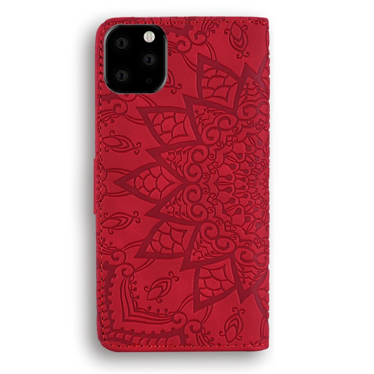 For iPhone 11 Calf Pattern Double Folding Design Embossed Leather Case with Wallet & Holder & Card Slots (Red) - iPhone 11 Cases by buy2fix | Online Shopping UK | buy2fix