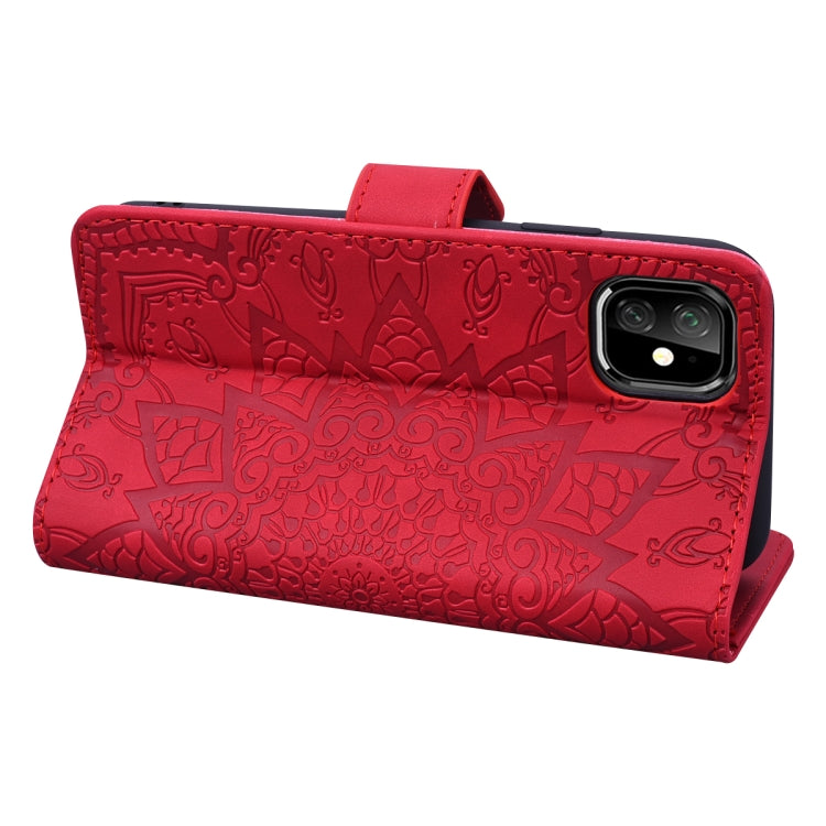 For iPhone 11 Calf Pattern Double Folding Design Embossed Leather Case with Wallet & Holder & Card Slots (Red) - iPhone 11 Cases by buy2fix | Online Shopping UK | buy2fix