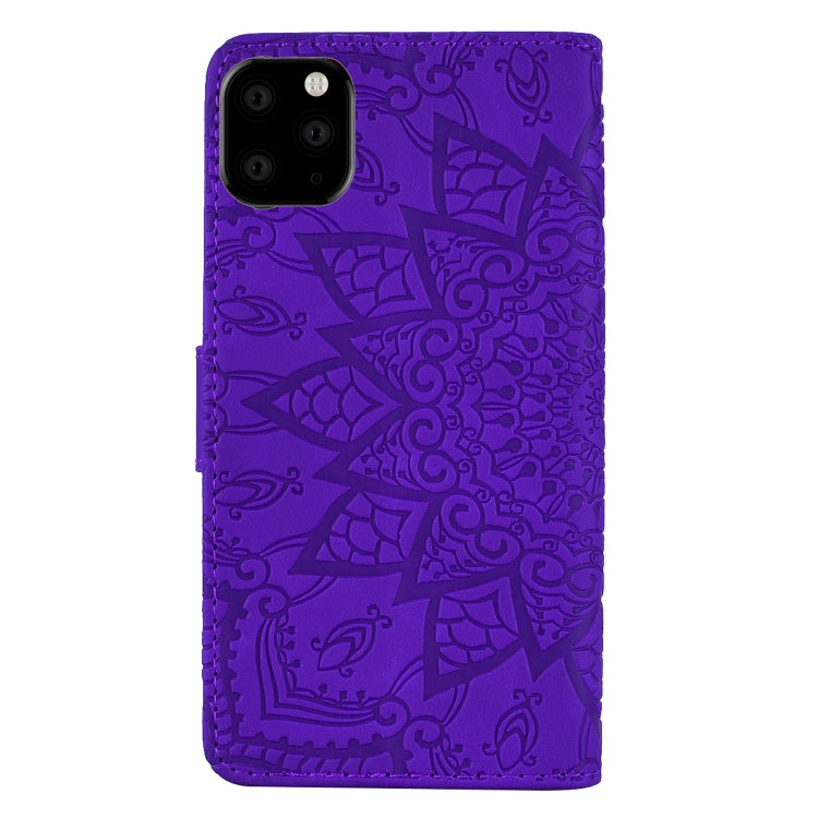 For iPhone 11 Pro Max Calf Pattern Double Folding Design Embossed Leather Case with Wallet & Holder & Card Slots (6.5 inch)(Purple) - iPhone 11 Pro Max Cases by buy2fix | Online Shopping UK | buy2fix