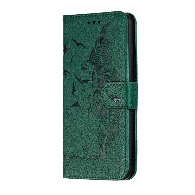 Feather Pattern Litchi Texture Horizontal Flip Leather Case with Wallet & Holder & Card Slots For iPhone 7 Plus / 8 Plus(Green) - More iPhone Cases by buy2fix | Online Shopping UK | buy2fix