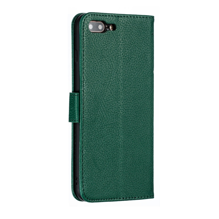 Feather Pattern Litchi Texture Horizontal Flip Leather Case with Wallet & Holder & Card Slots For iPhone 7 Plus / 8 Plus(Green) - More iPhone Cases by buy2fix | Online Shopping UK | buy2fix