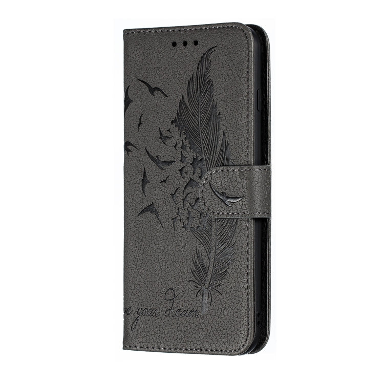 Feather Pattern Litchi Texture Horizontal Flip Leather Case with Wallet & Holder & Card Slots For iPhone 7 Plus / 8 Plus(Gray) - More iPhone Cases by buy2fix | Online Shopping UK | buy2fix