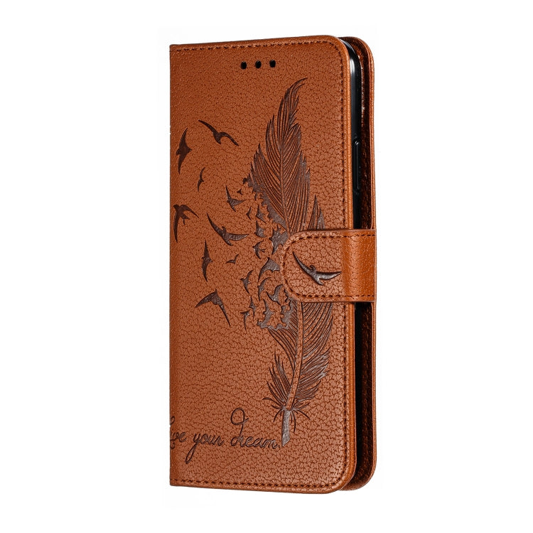 For iPhone 11 Pro Feather Pattern Litchi Texture Horizontal Flip Leather Case with Wallet & Holder & Card Slots (Brown) - iPhone 11 Pro Cases by buy2fix | Online Shopping UK | buy2fix