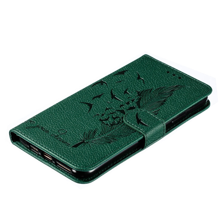For iPhone 11 Pro Max Feather Pattern Litchi Texture Horizontal Flip Leather Case with Wallet & Holder & Card Slots (Green) - iPhone 11 Pro Max Cases by buy2fix | Online Shopping UK | buy2fix